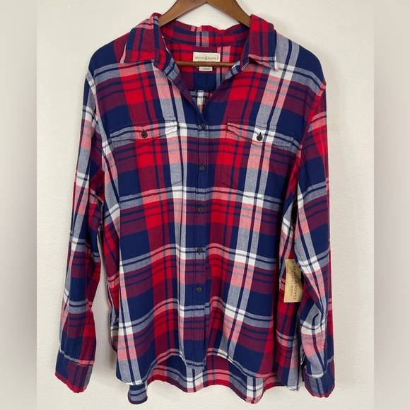 Denim & Supply Ralph Lauren Tops - Ralph Lauren Denim & Supply Womens Plaid Shirt sz XL Red Blue Boyfriend NWT